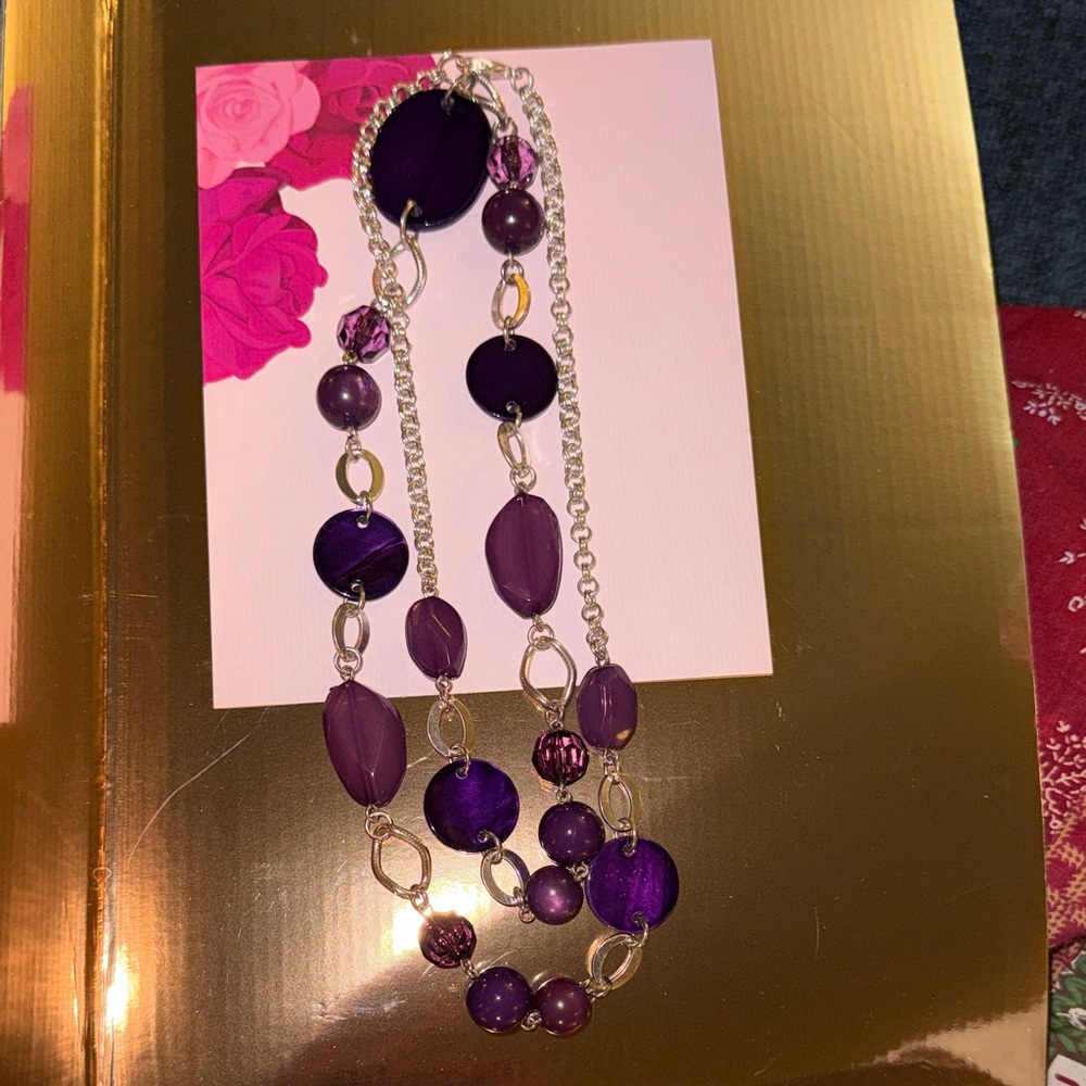 Elegant Purple Long Beaded Necklace. Bought in Greece.